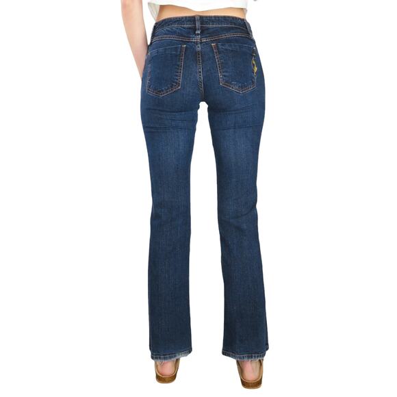 Y2k Baby Phat Jeans Dark Wash Flared Wide Leg Jeans Waist 31" - Picture 3 of 8